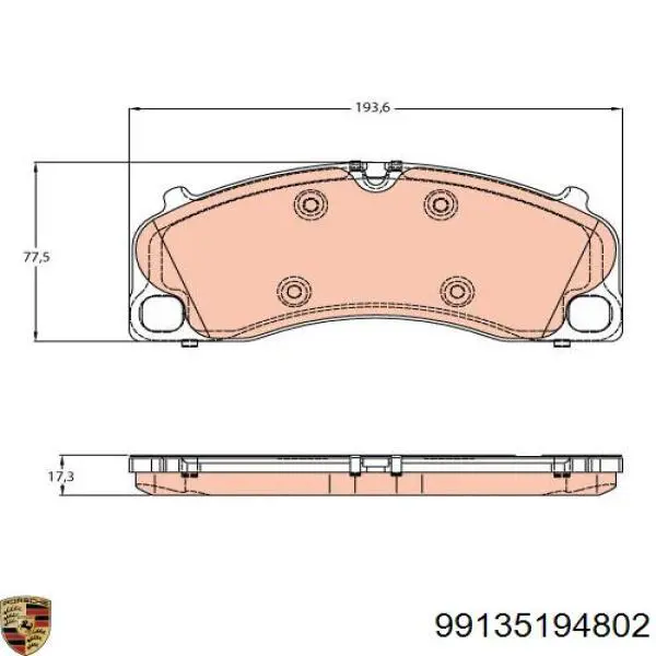 Compre 99135194802 Porsche Sapatas do freio dianteiras de disco
