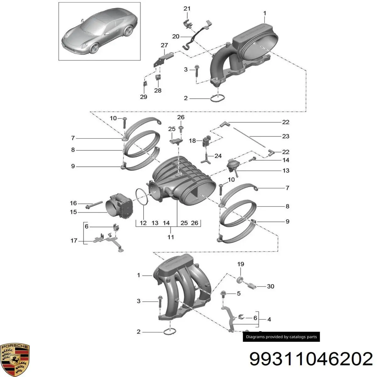 Válvula de borboleta montada Porsche 99311046201 preço, a partir de 15,38 USD