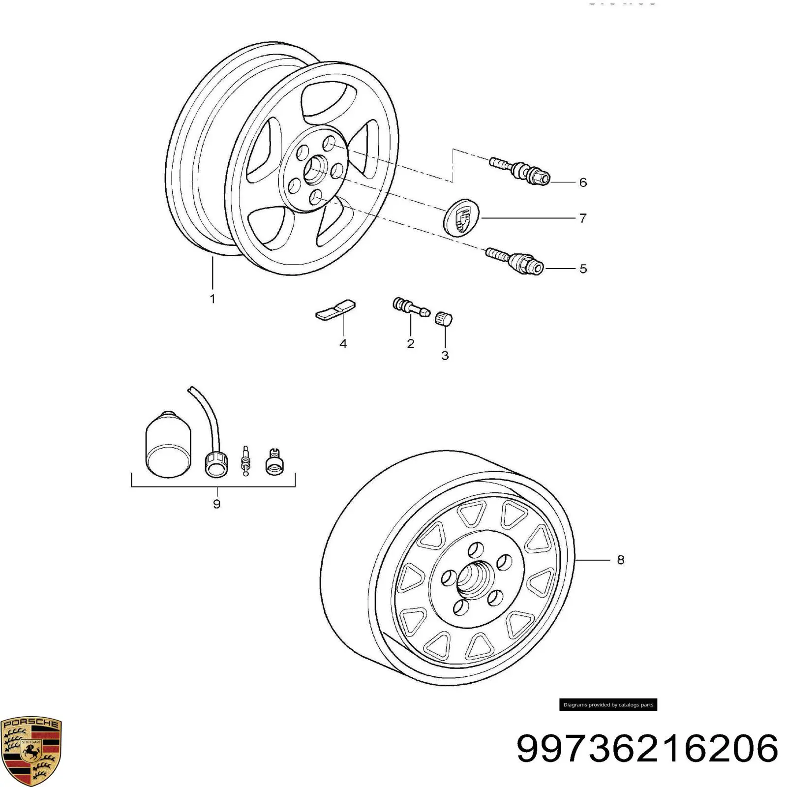 99736216206 Porsche Discos de roda de aleação ligeira (de aleação ligeira, de titânio)