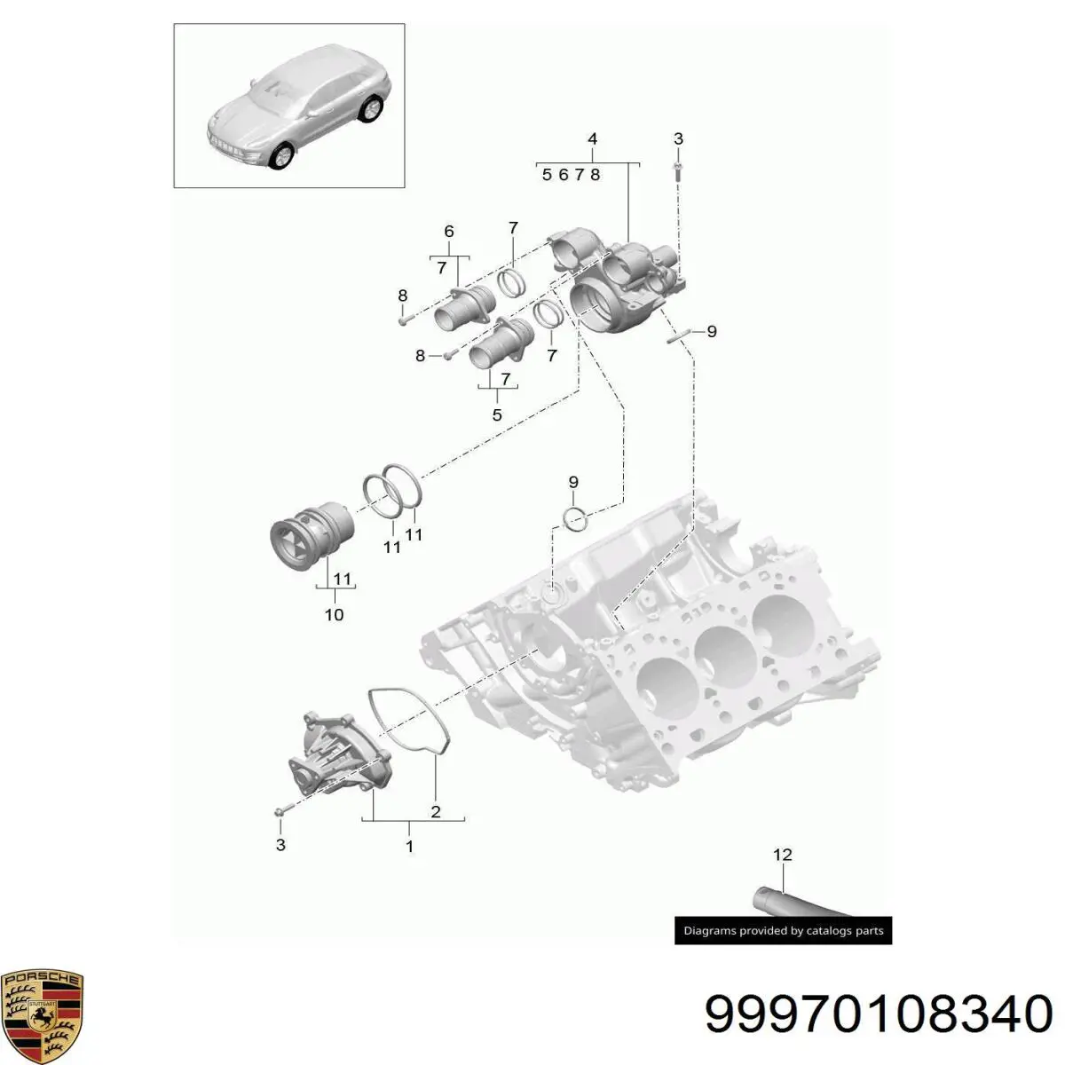 Vedante de termostato Porsche 99970108340 preço, a partir de 16,08 USD