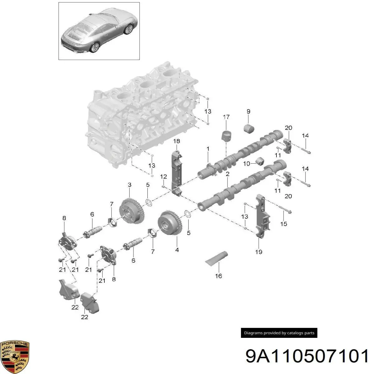 9A110507100 Porsche Compensador hidrâulico (empurrador hidrâulico), empurrador de válvulas