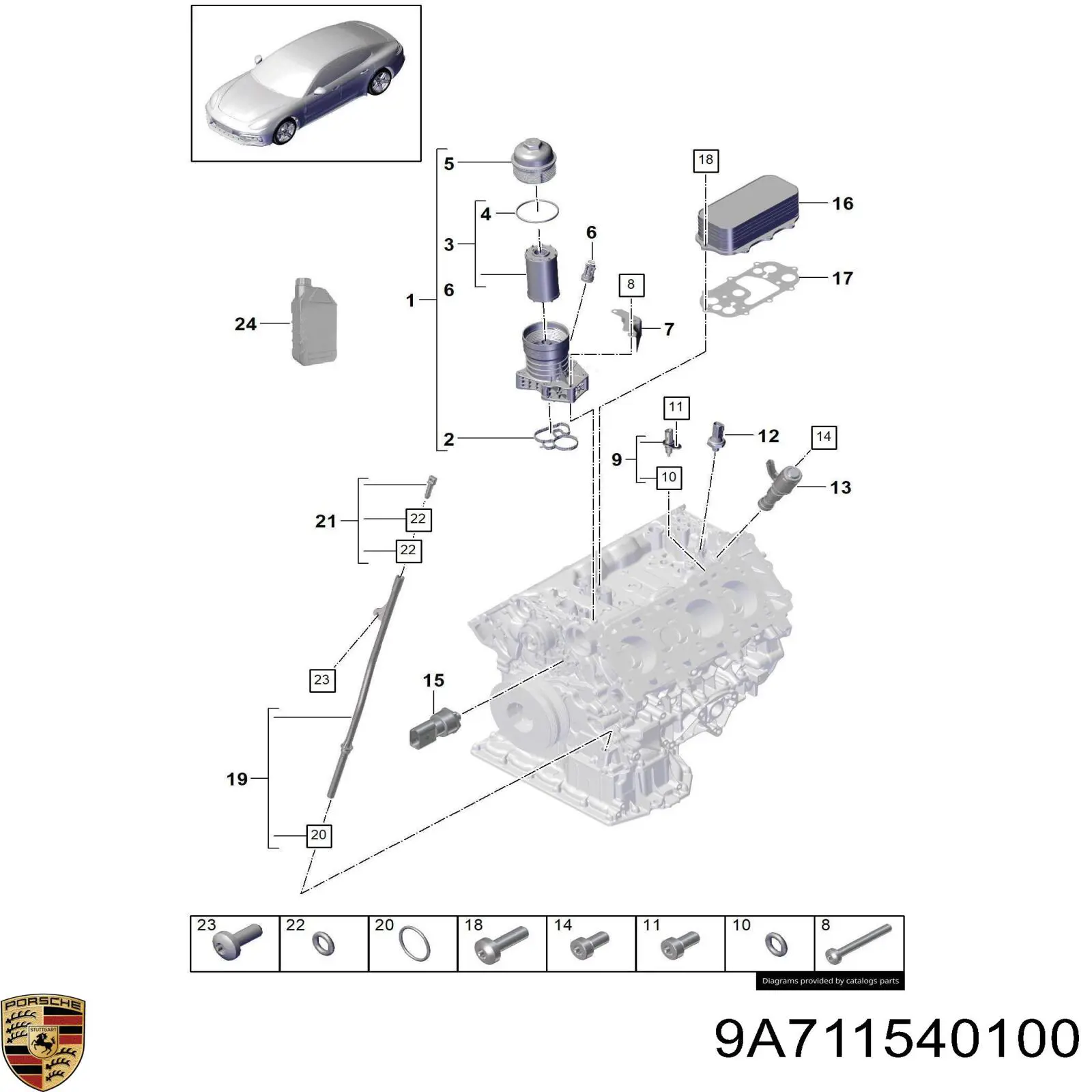 Caixa do filtro de óleo Porsche 9A711540100 preço, a partir de 103,96 USD