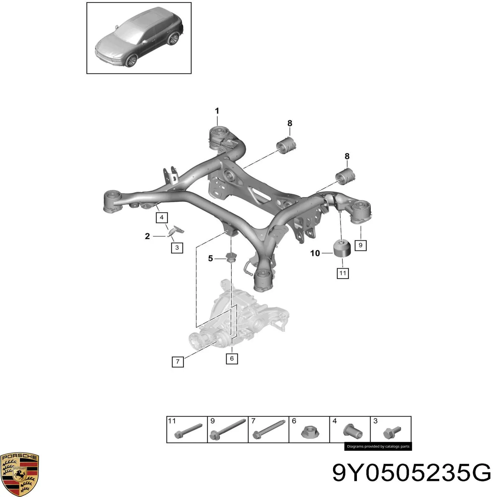 Viga de suspensão traseira (plataforma veicular) para Porsche Cayenne  9YA