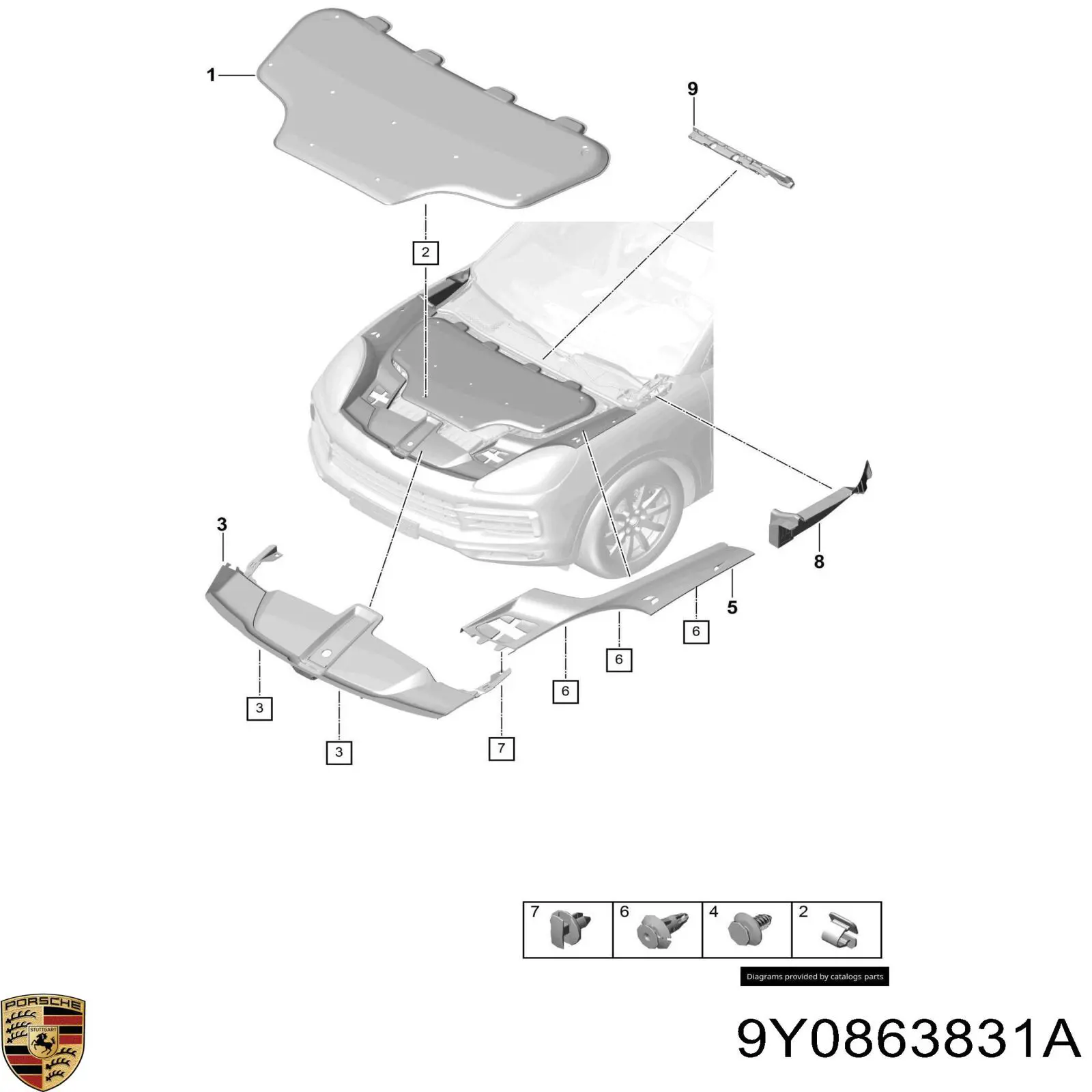 Isolamento de ruído da capota para Porsche Cayenne  9YA