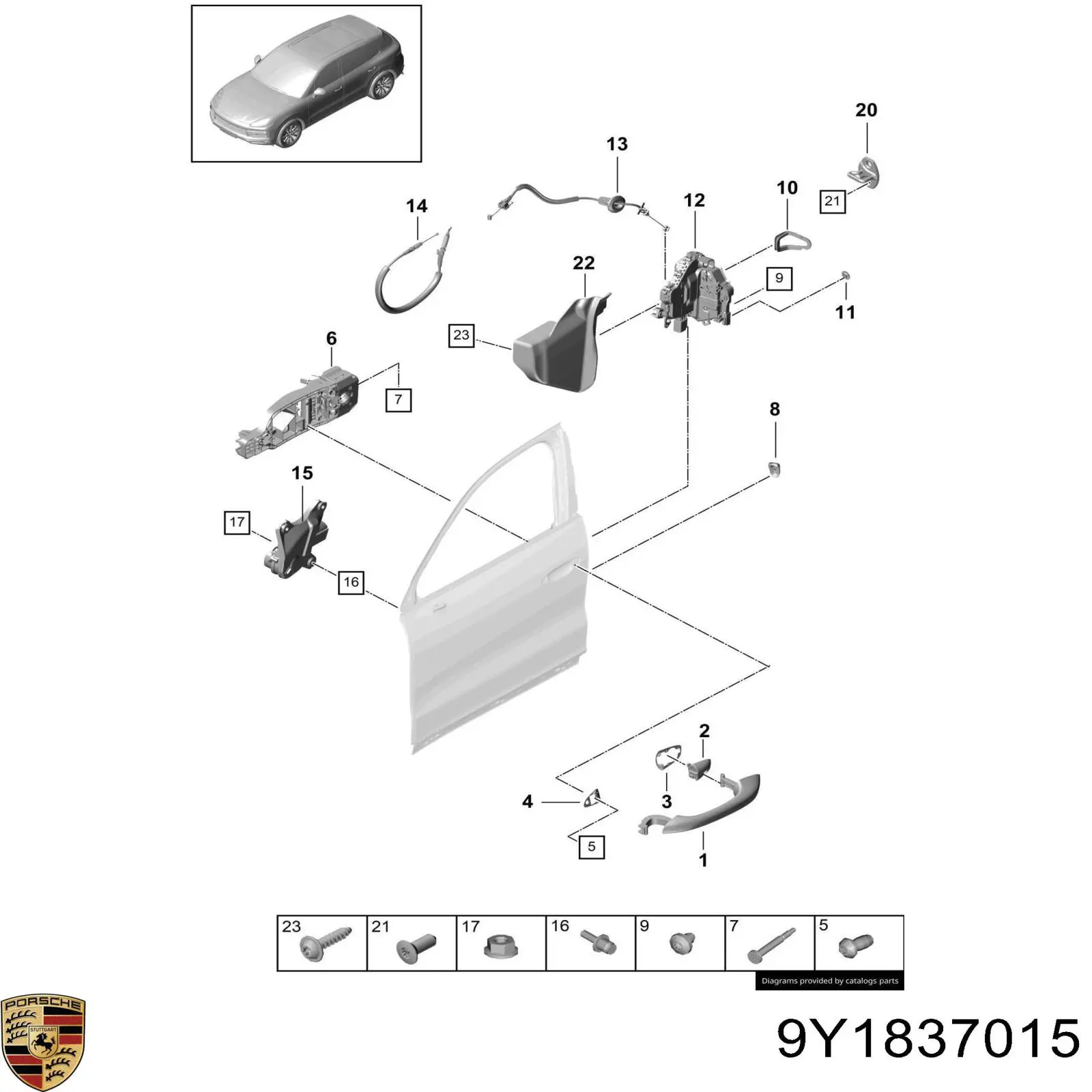 Fecho da porta dianteira esquerda Porsche 9Y1837015 preço, a partir de 185,58 USD