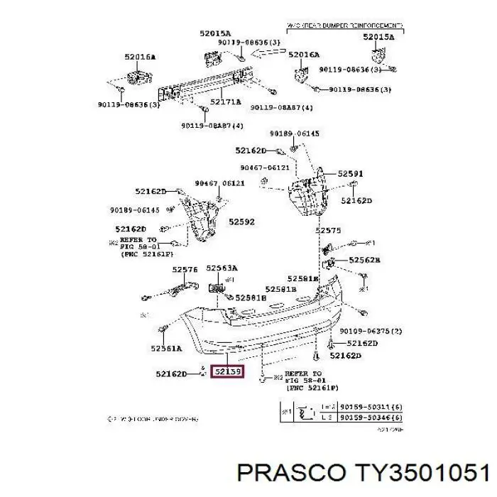 Compre TY3501051 Prasco Pára-choque traseiro