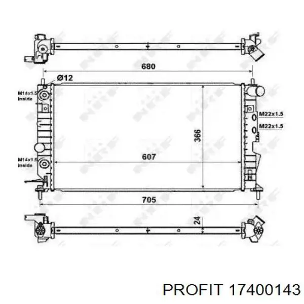 Radiador de esfriamento de motor TP1567093 Tempest