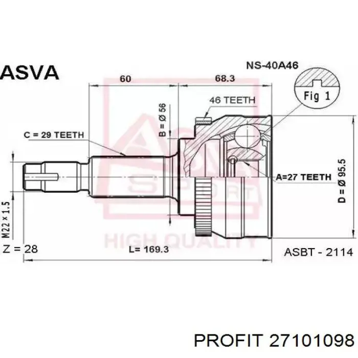 Compre 27101098 Profit Junta homocinética externa dianteira