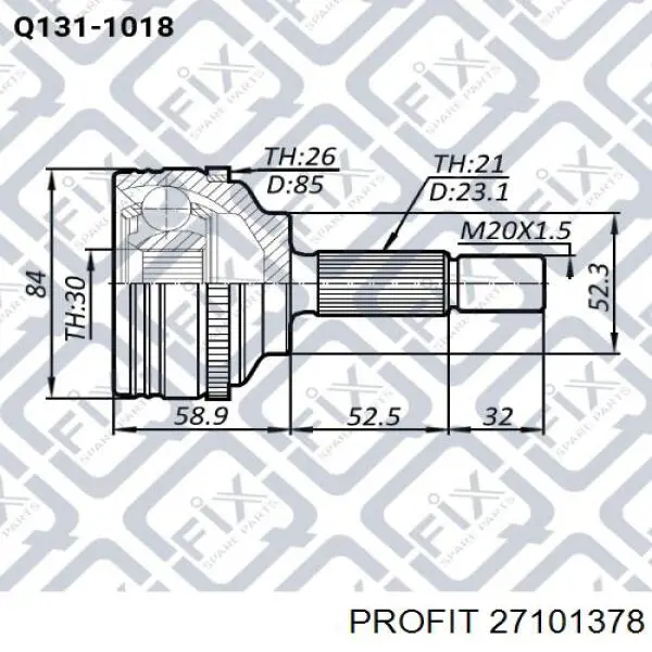 Junta homocinética externa dianteira Profit 27101378 preço, a partir de 35,03 USD