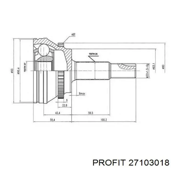 27103018 Profit Junta homocinética externa dianteira