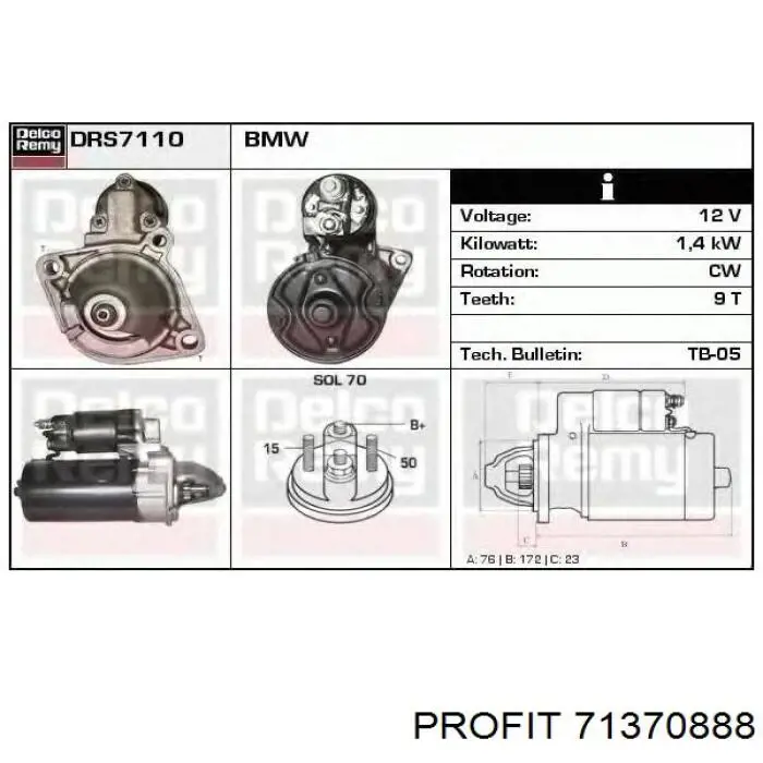 Roda-livre do motor de arranco 71370888 Profit