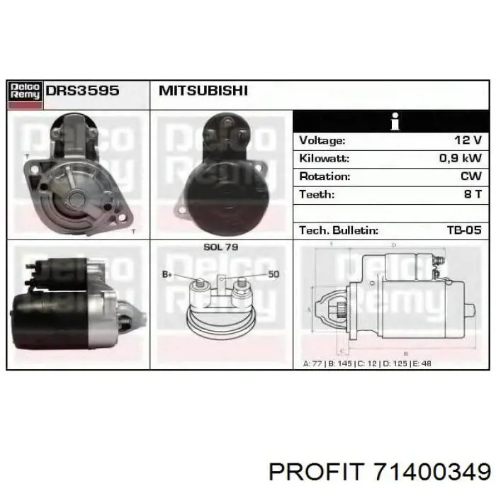 Compre 71400349 Profit Escova do motor de arranco