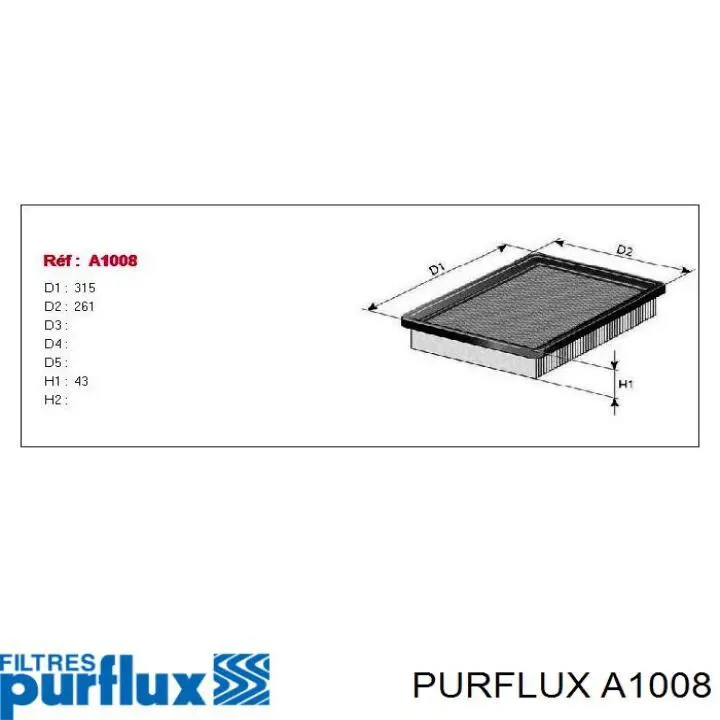 A1008 Purflux Filtro de ar