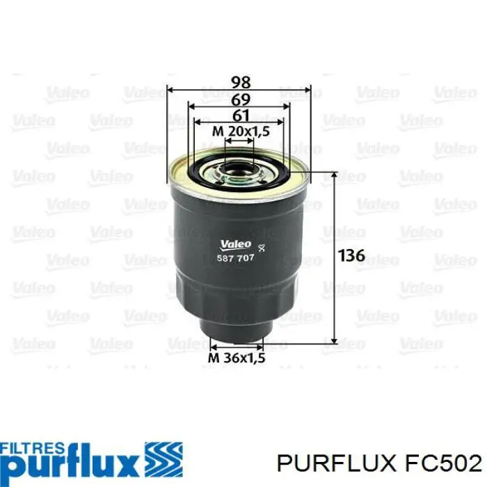 Tampa de casco de filtro de combustível FC502 Purflux