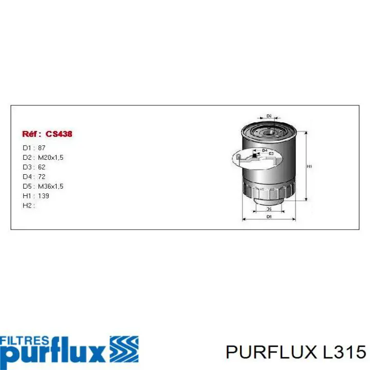 Filtro de óleo L315 Purflux