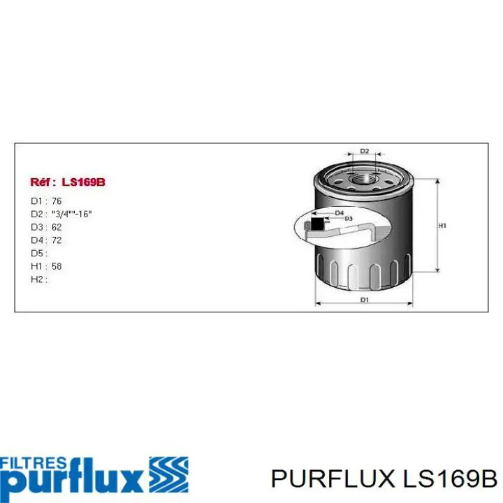 Filtro de óleo LS169B Purflux