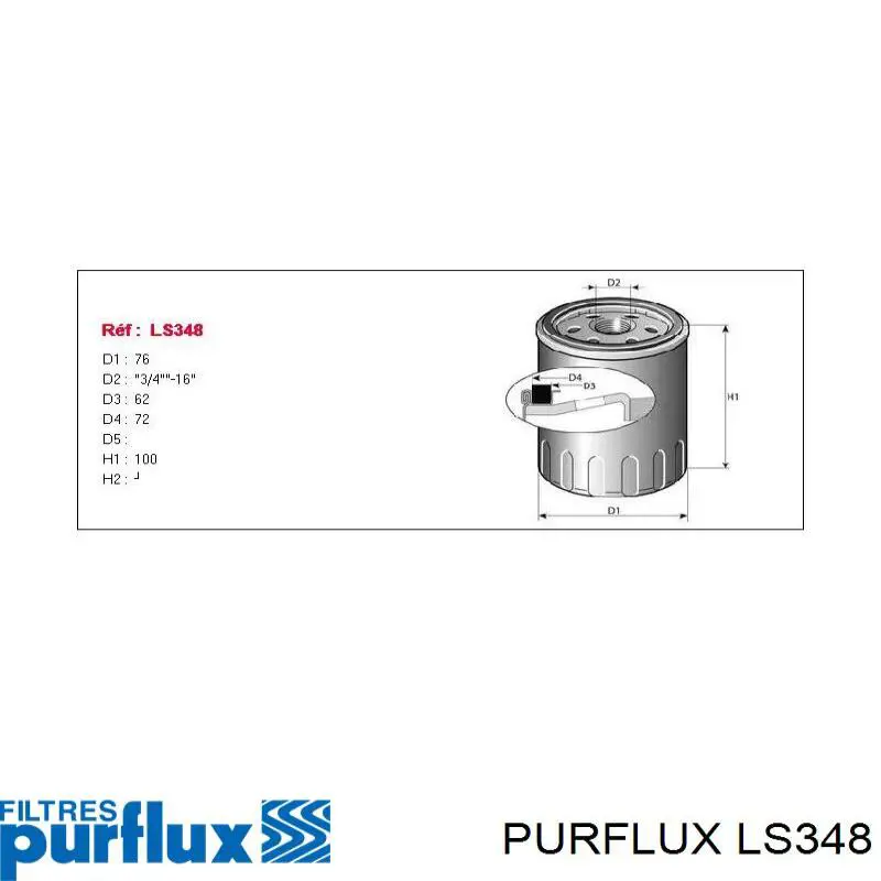 LS348 Purflux Filtro de óleo