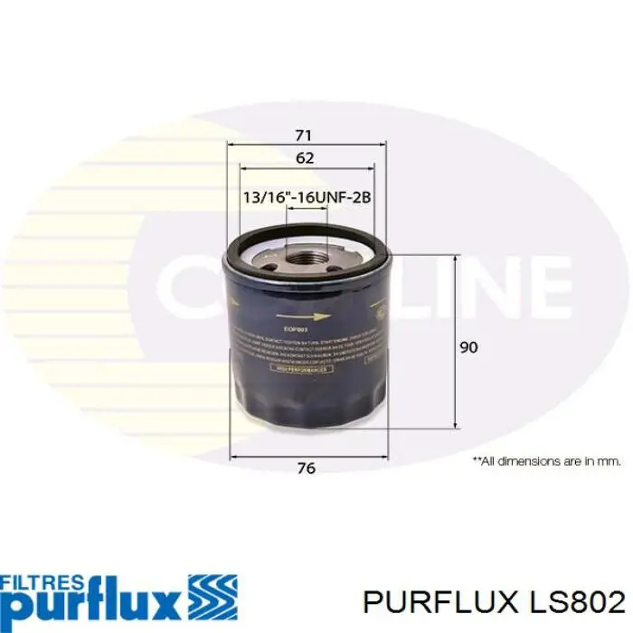 LS802 Purflux Filtro de óleo