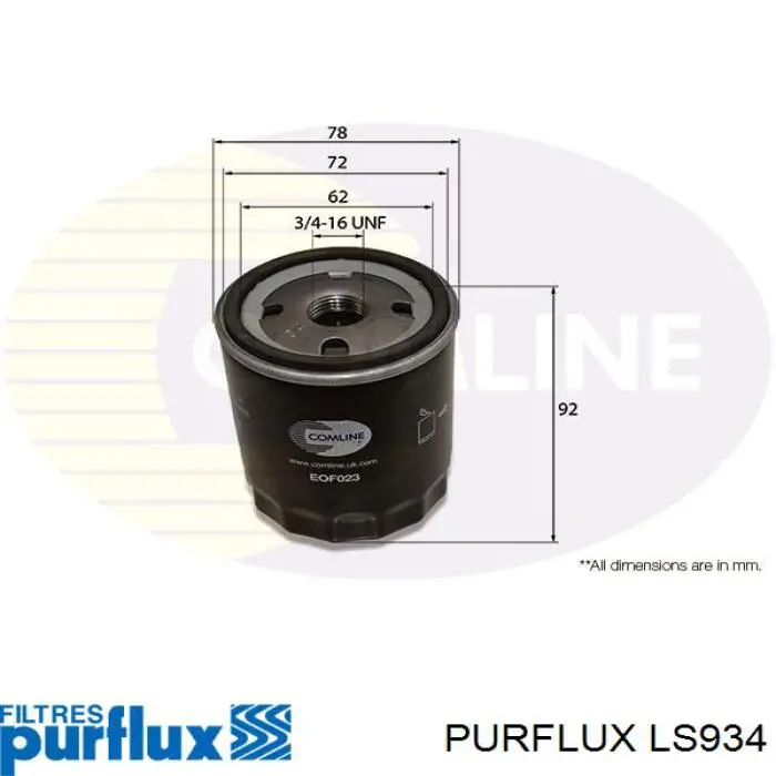 Filtro de óleo LS934 Purflux