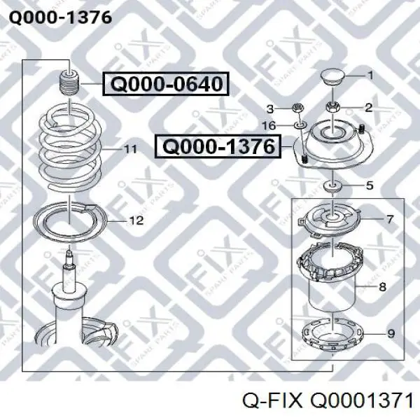 Suporte de amortecedor dianteiro direito Q0001371 Q-fix