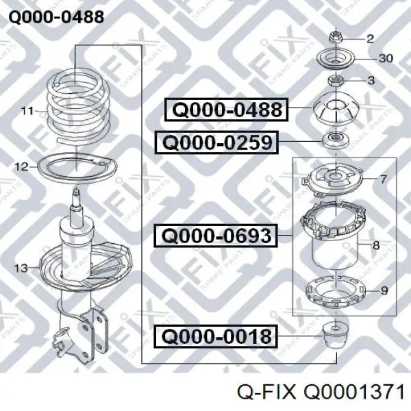 Q0001371 Q-fix Suporte de amortecedor dianteiro direito