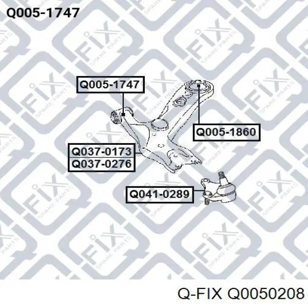 Q0050208 Q-fix Bloco silencioso interno traseiro de braço oscilante transversal