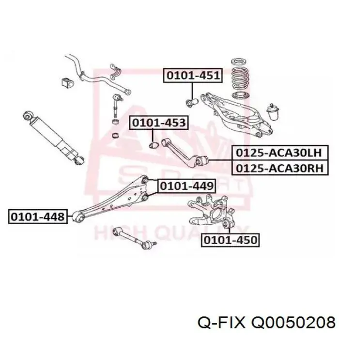 Q0050208 Q-fix Bloco silencioso interno traseiro de braço oscilante transversal