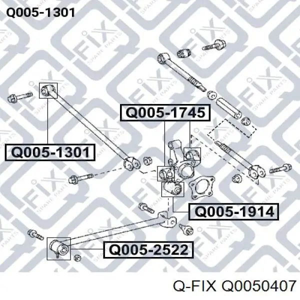 Q0050407 Q-fix Bloco silencioso do braço oscilante inferior traseiro