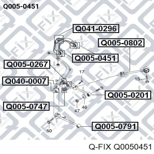 Q0050451 Q-fix Bloco silencioso do braço oscilante superior traseiro