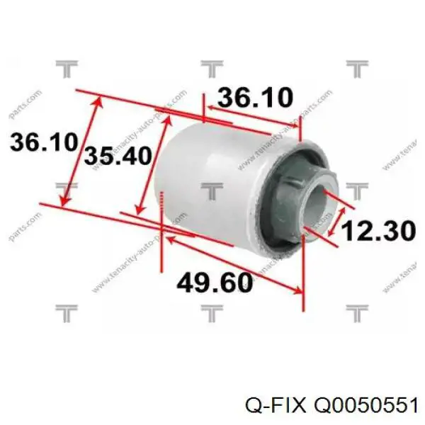 Bloco silencioso do braço oscilante inferior traseiro Q0050551 Q-fix