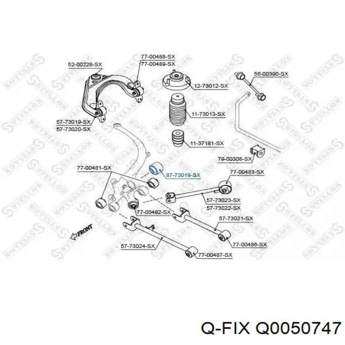 Bloco silencioso do pino de apoio traseiro Q-fix Q0050747