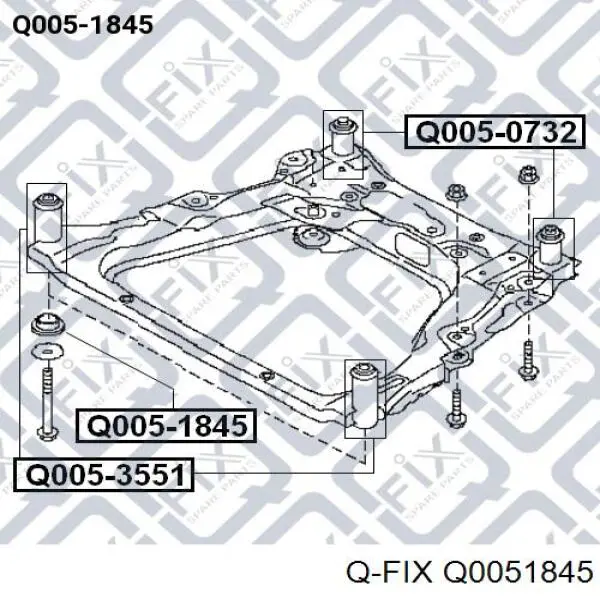 Compre Q0051845 Q-fix Bloco silencioso (coxim) de viga dianteira (de plataforma veicular)