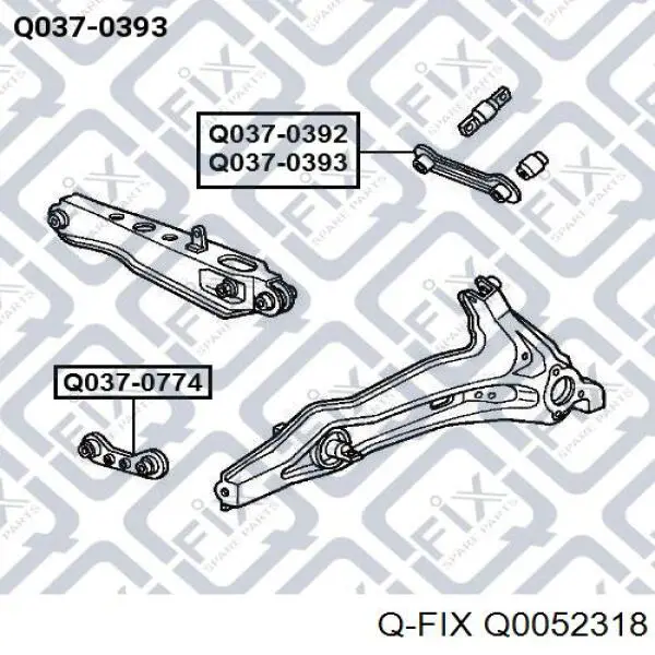Q0052318 Q-fix Bloco silencioso do braço oscilante inferior traseiro