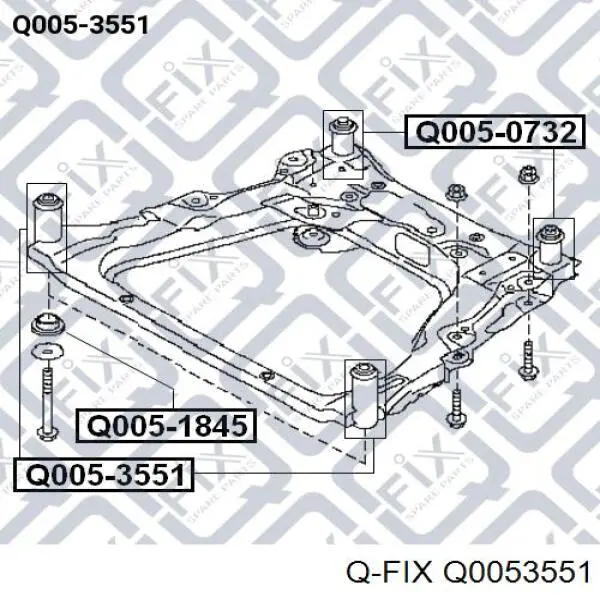 Bloco silencioso (coxim) de viga dianteira (de plataforma veicular) Q0053551 Q-fix