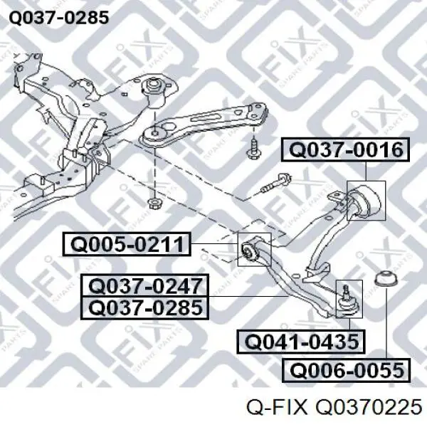 Q0370225 Q-fix Braço oscilante inferior esquerdo de suspensão dianteira