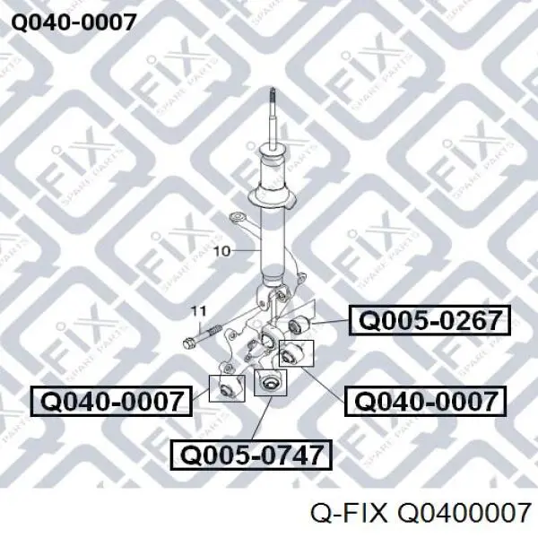 Bloco silencioso do pino de apoio traseiro Q0400007 Q-fix