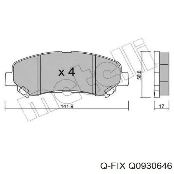 Q0930646 Q-fix Sapatas do freio dianteiras de disco