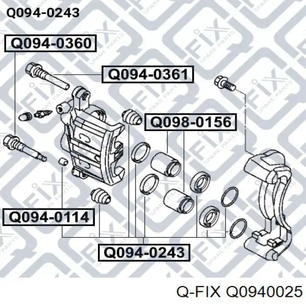 Kit de reparação de suporte do freio traseiro Q0940025 Q-fix