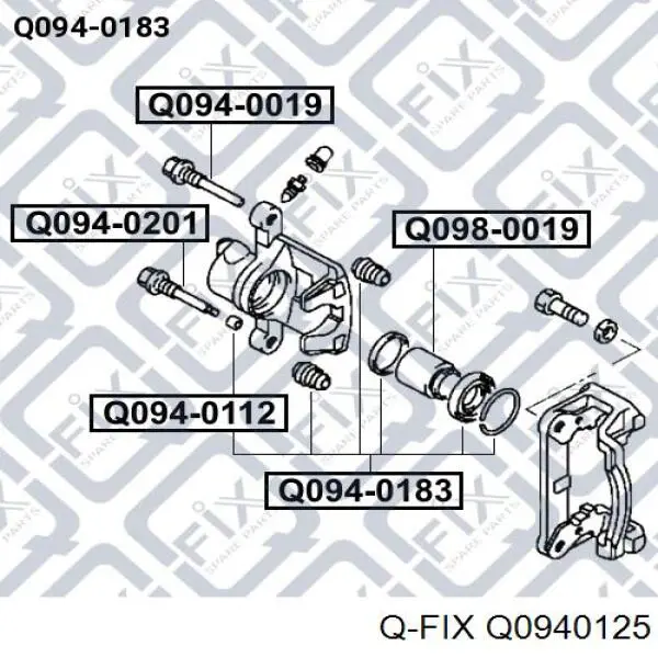Kit de reparação de suporte do freio dianteiro Q0940125 Q-fix