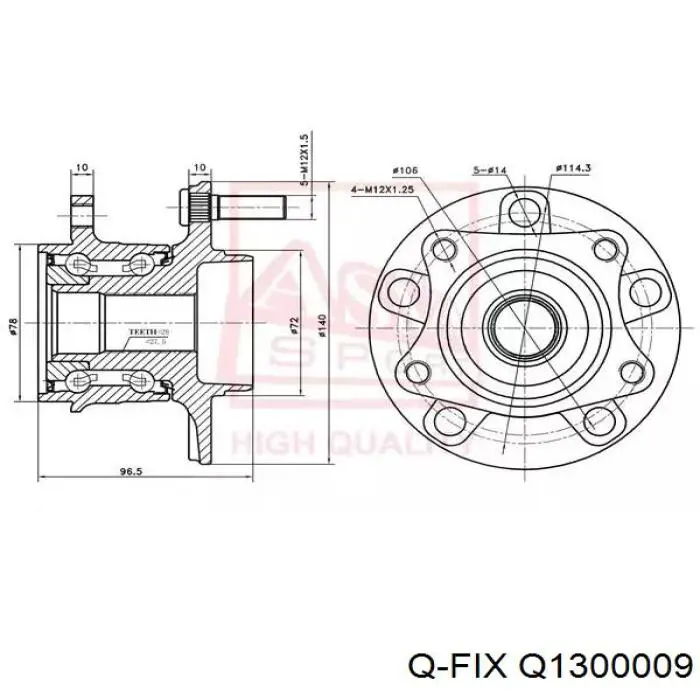 Q1300009 Q-fix Cubo traseiro