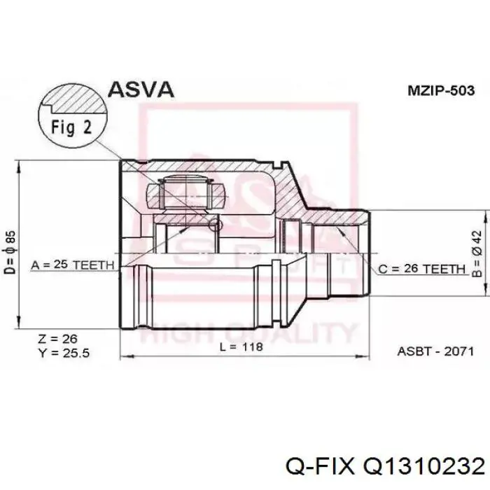 Junta homocinética interna dianteira direita Q-fix Q1310232