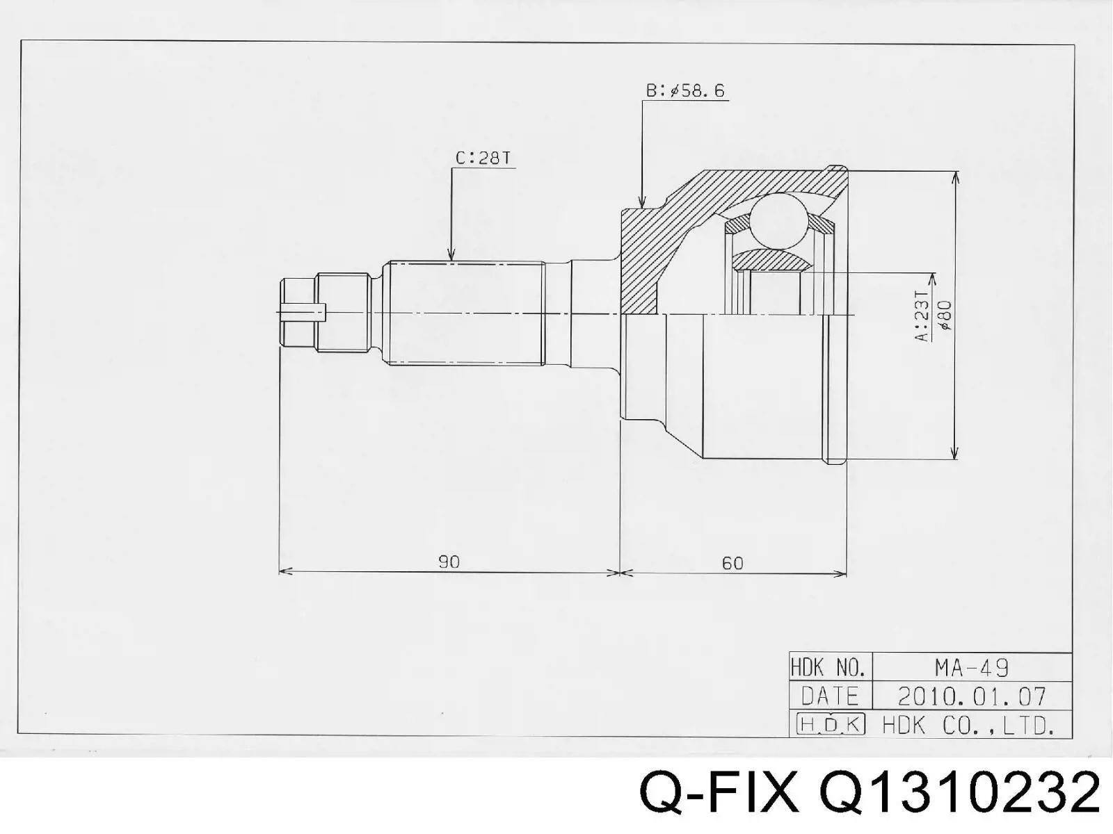 Q1310232 Q-fix Junta homocinética interna dianteira direita