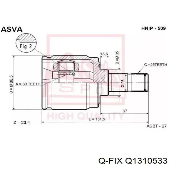 Junta homocinética interna dianteira Q-fix Q1310533
