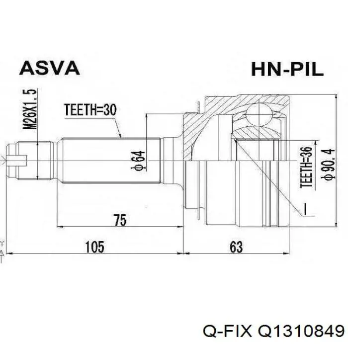 Q1310849 Q-fix Junta homocinética externa dianteira