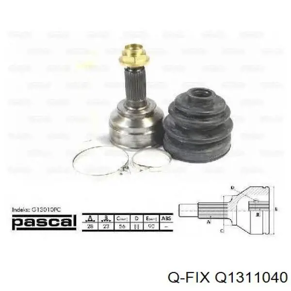 Junta homocinética interna dianteira direita Q-fix Q1311040