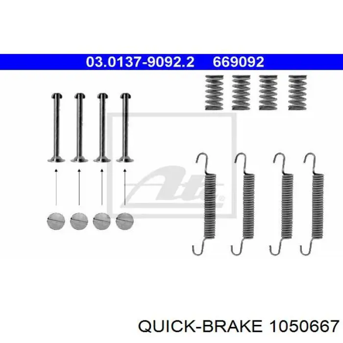 Compre 1050667 Quick Brake Kit de montagem das sapatas traseiras de tambor