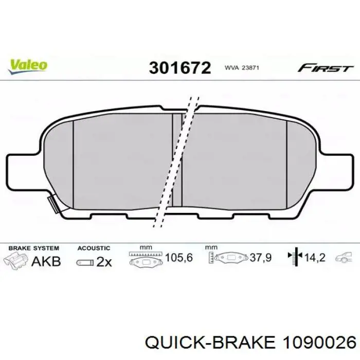 Chapa anti-ruído de fixação de sapata do freio traseira Quick Brake 1090026 preço, a partir de 16,35 USD