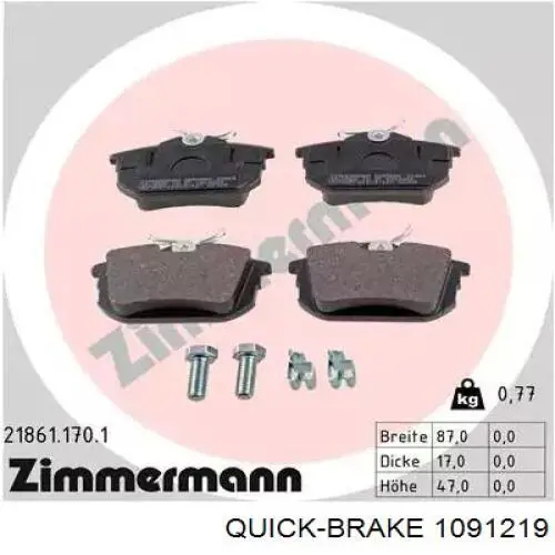 Kit de reparação das sapatas do freio Quick Brake 1091219 preço, a partir de 6,19 USD