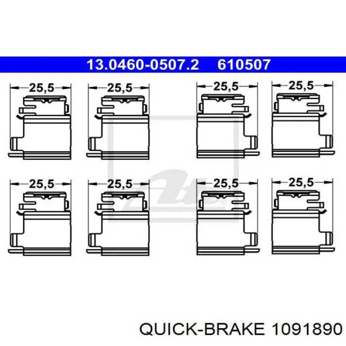 1091890 Quick Brake Kit de molas de fixação de sapatas de disco traseiras