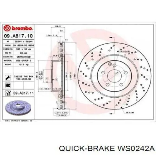 Sensor dianteiro de desgaste das sapatas do freio Mercedes ML/GLE  W167